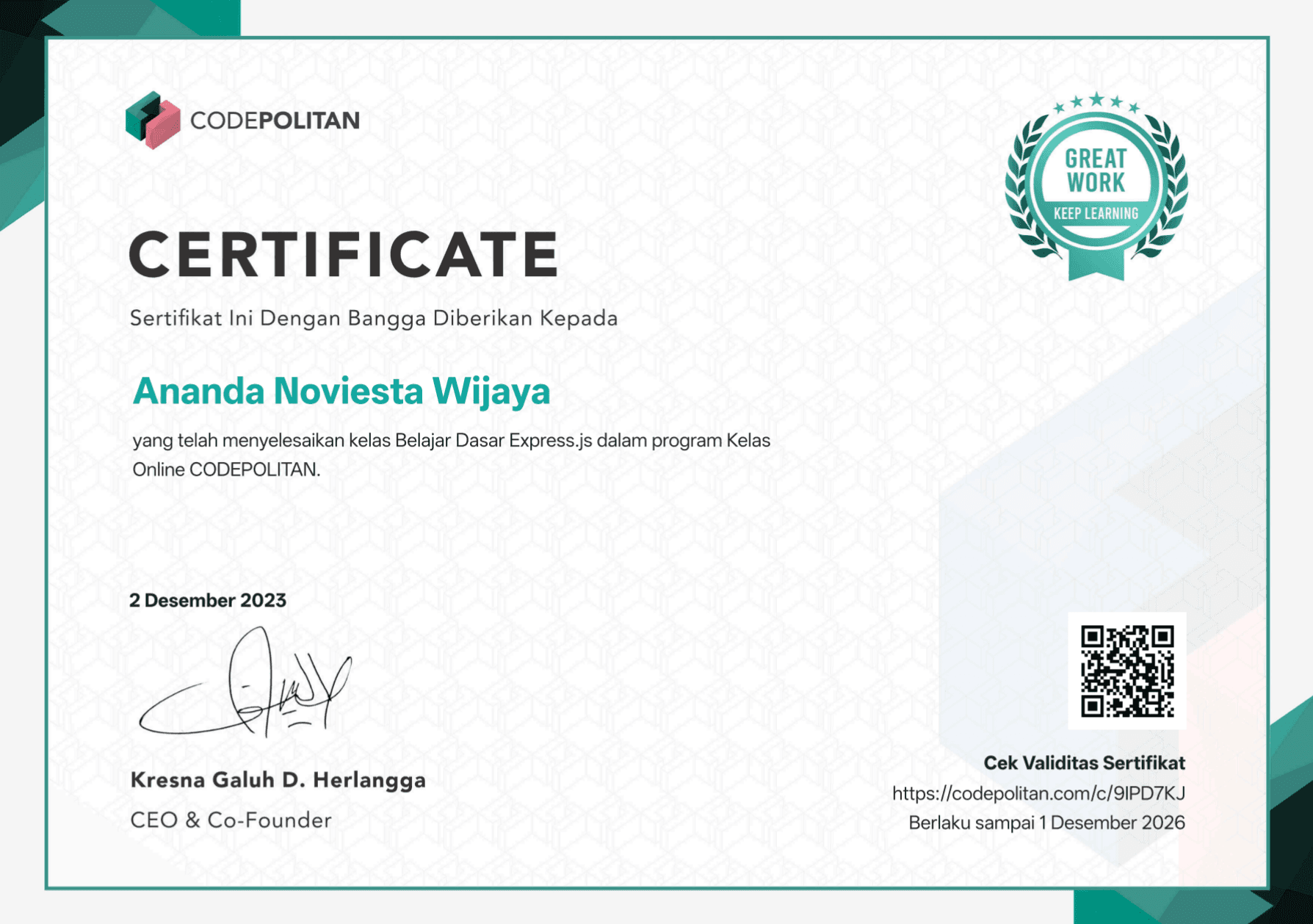 Codepolitan Express.js Course